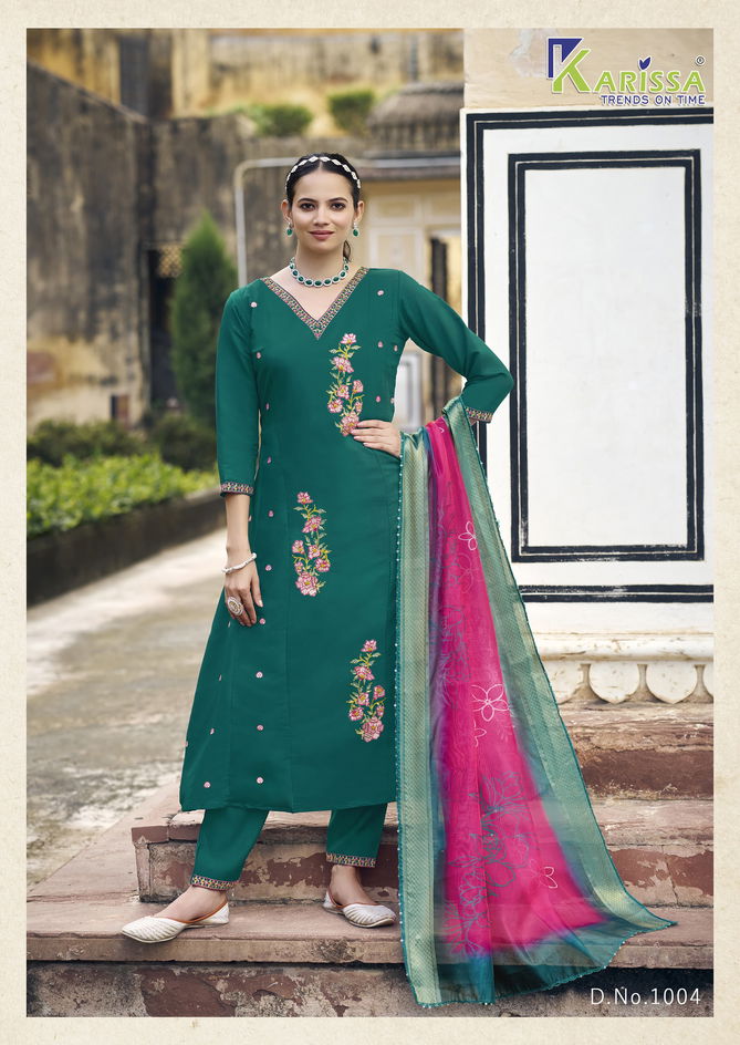 Navya By Karissa Viscose Roman Silk Kurti With Bottom Dupatta Wholesale Shop In Surat
